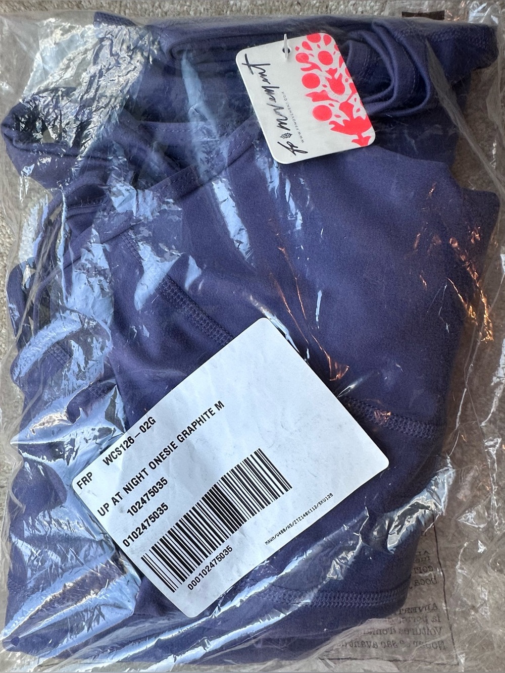 NWT FP MOVEMENT by Free People Up At Night Onsie Graphite size M - Picture 4 of 7